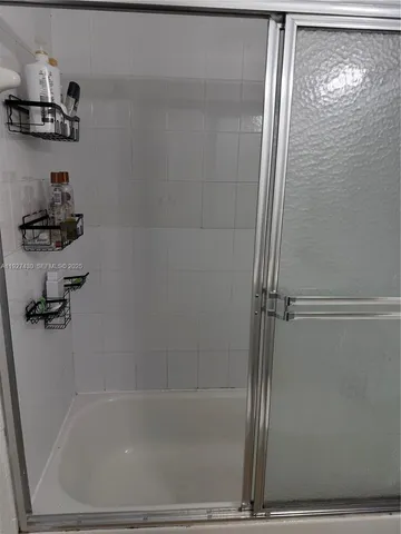 a bathroom with a bathtub