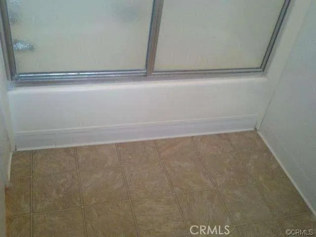 a view of a yard with plants and large trees