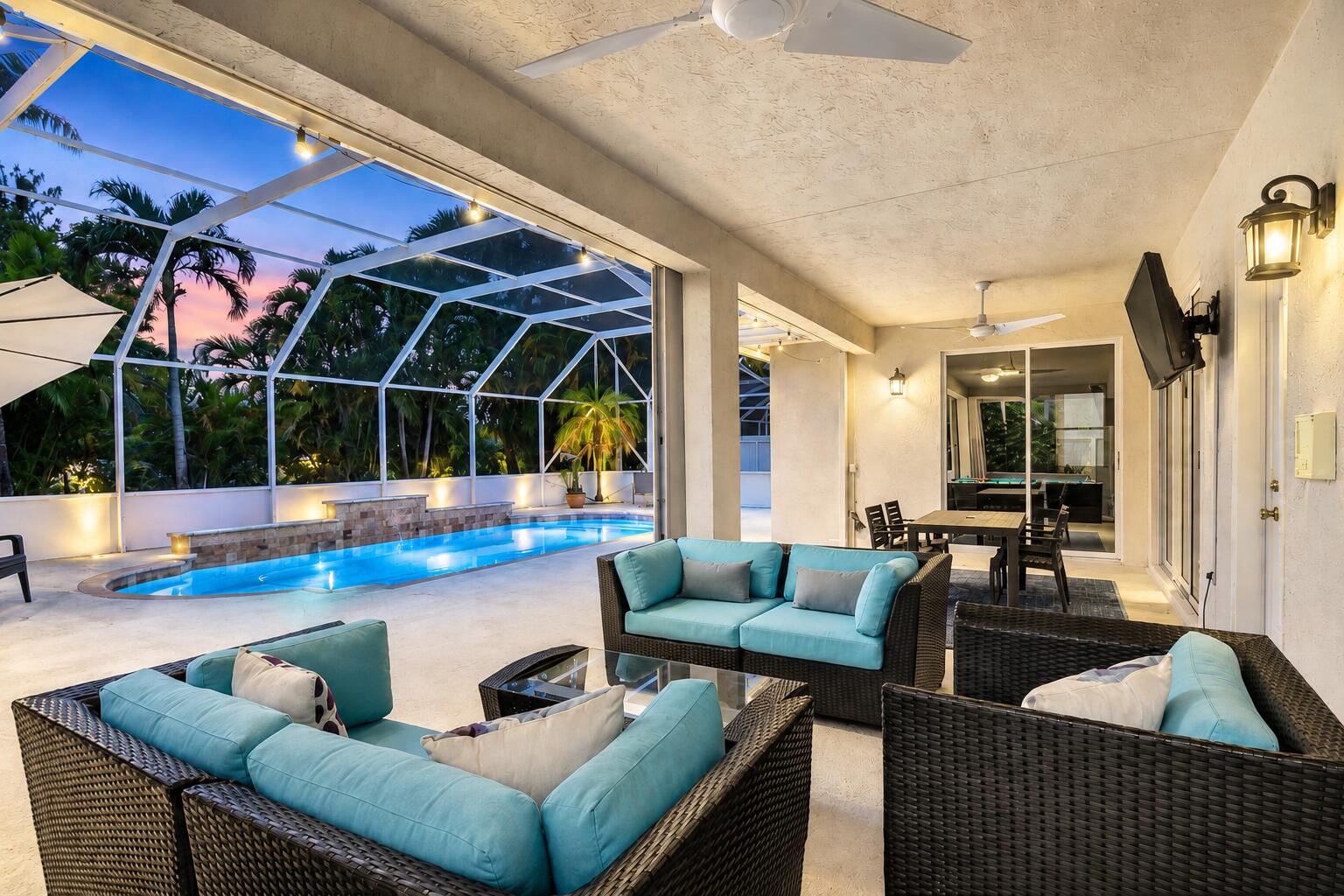 6283 Shadow Tree Lane Lake Worth, FL 33463 - Photo 3 of 84 Pool patio Dusk