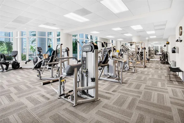 a view of a room with gym equipment