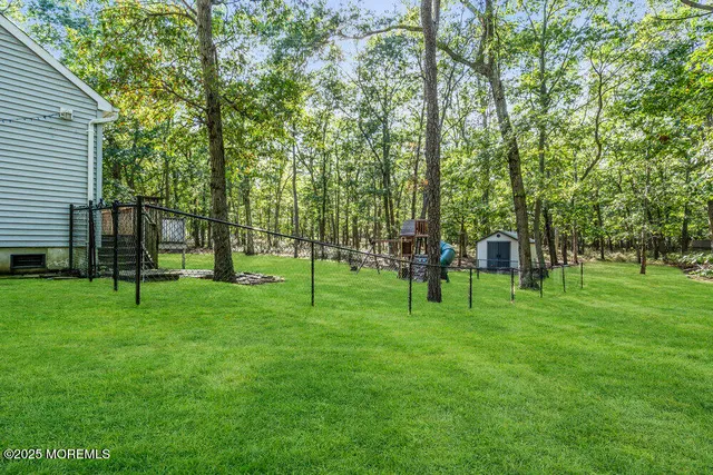 a green field with lots of trees