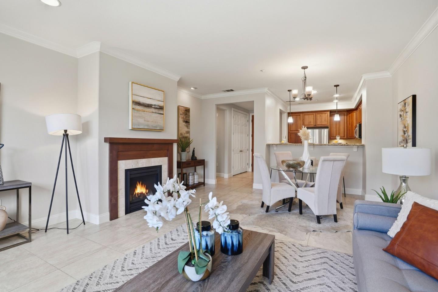 2881 Meridian Avenue, Unit 217 San Jose, CA 95124 - Photo 7 of 39 a living room with furniture and a fireplace