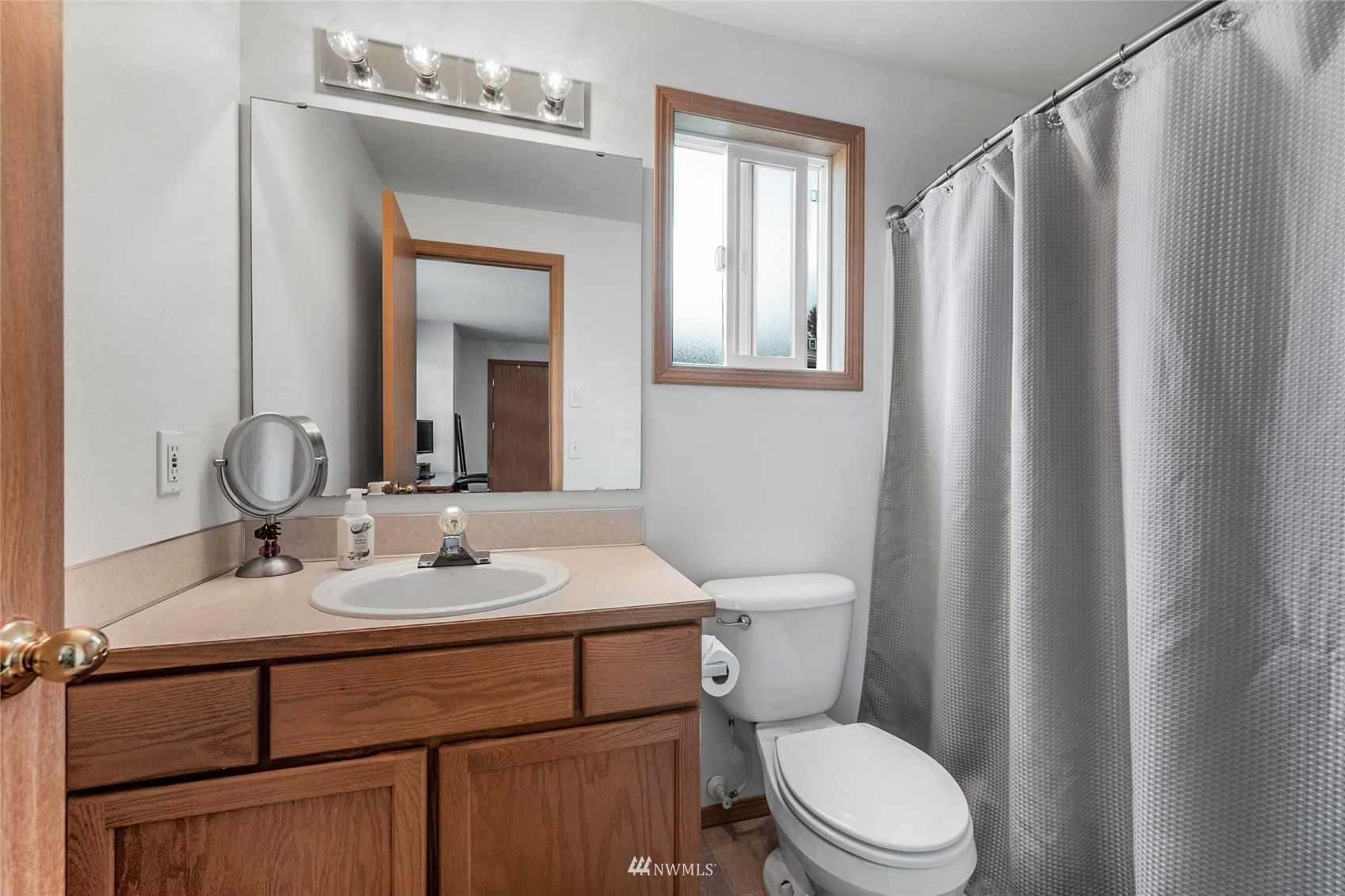 234 17th Street Gold Bar, WA 98251 - Photo 11 of 25 a bathroom with a toilet a sink and a mirror