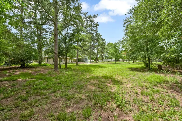 a view of green field with trees in the background