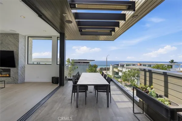 a balcony with furniture