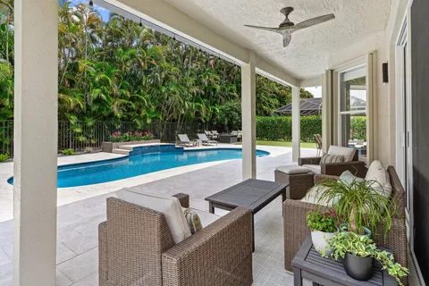 a outdoor living space with furniture and garden view