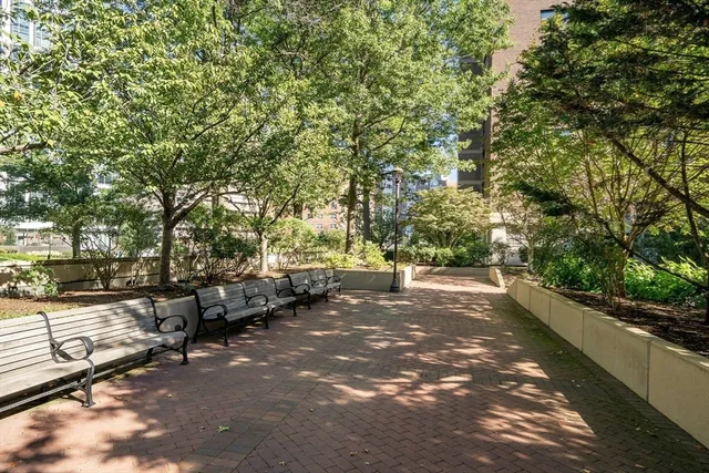 a view of a patio with table and chairs and potted plants
