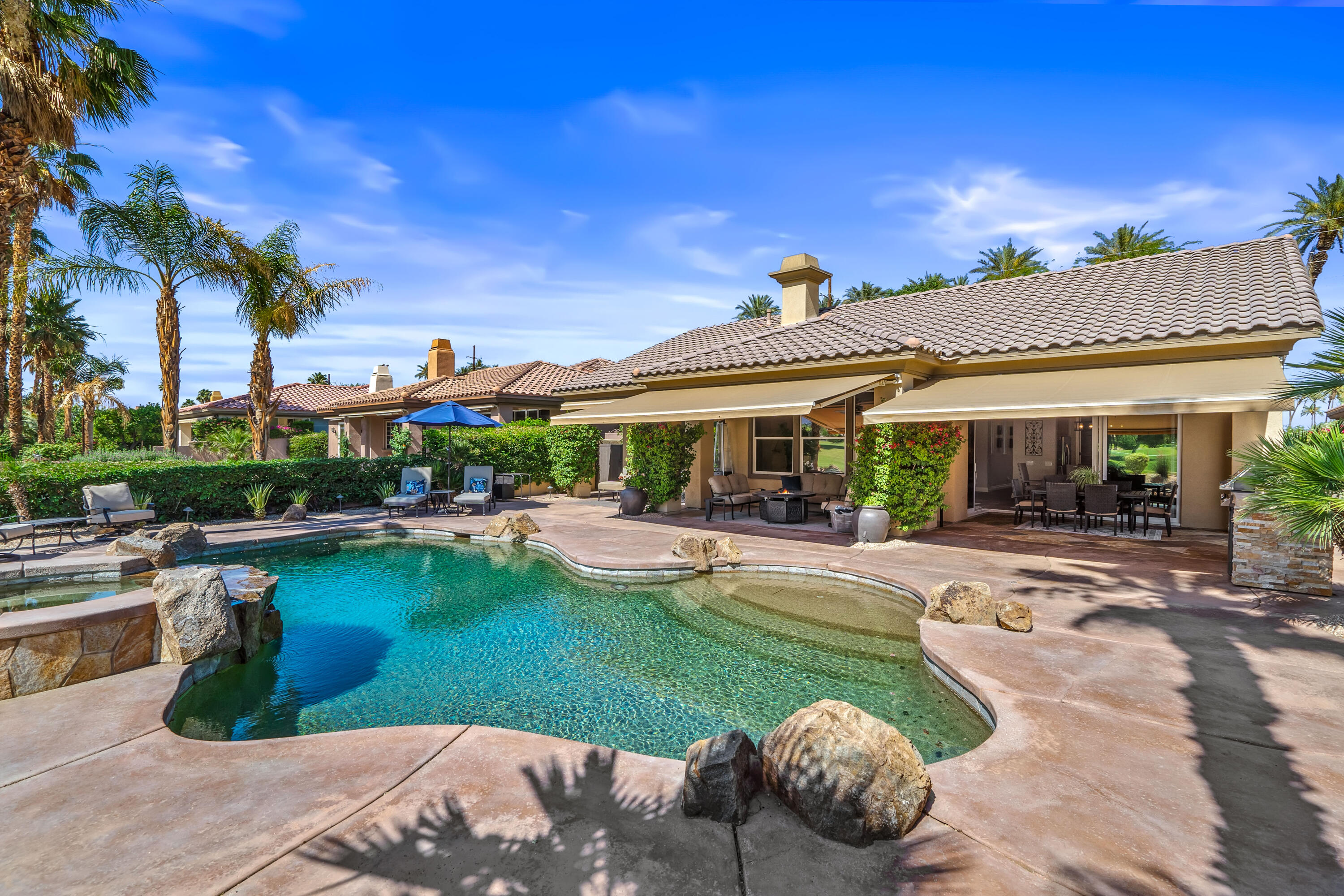 56925 Mountain View La Quinta, CA 92253 - Photo 49 of 57 Rear pool & yard w/awnings