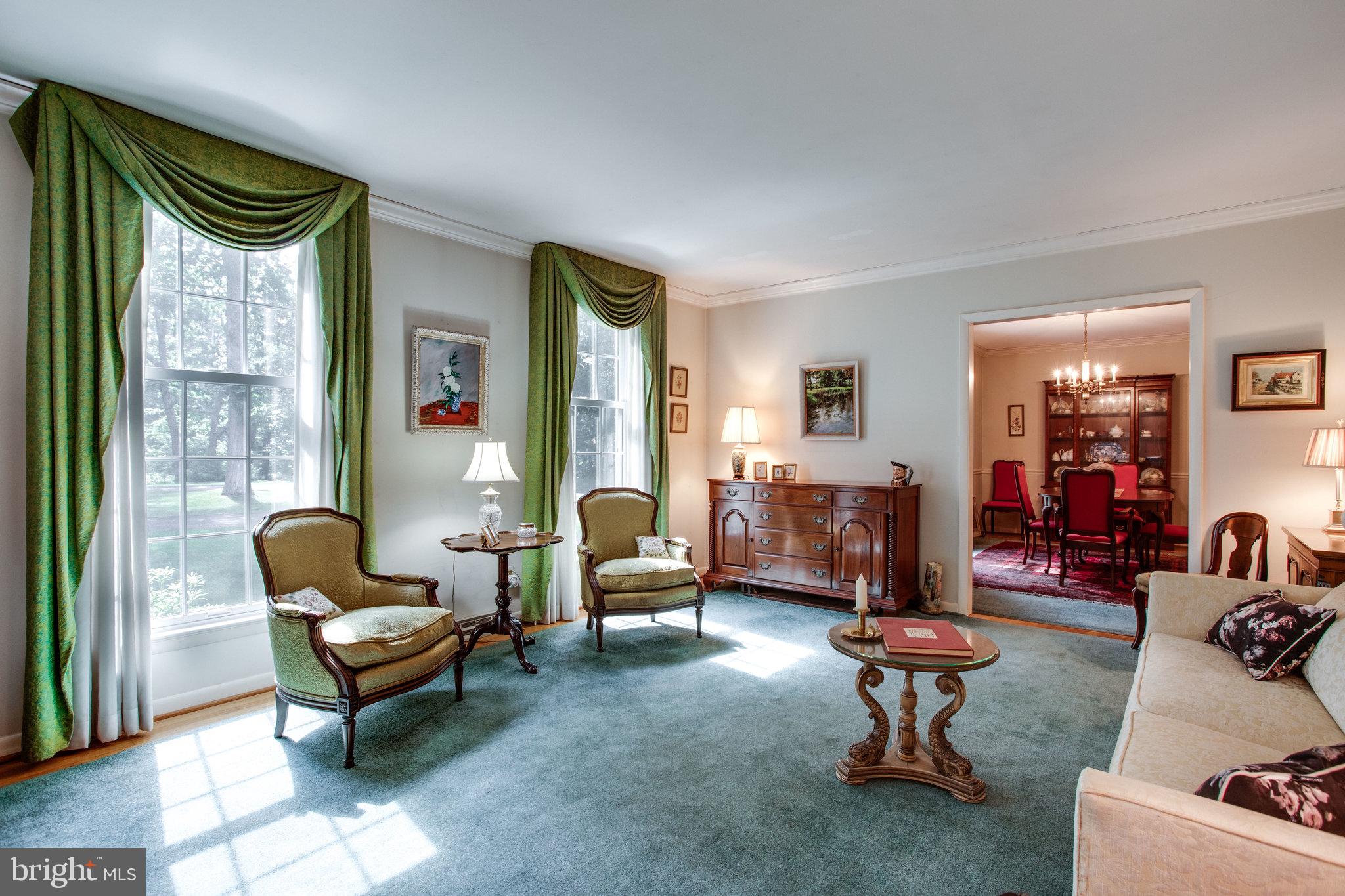 Crown molding and tall windows