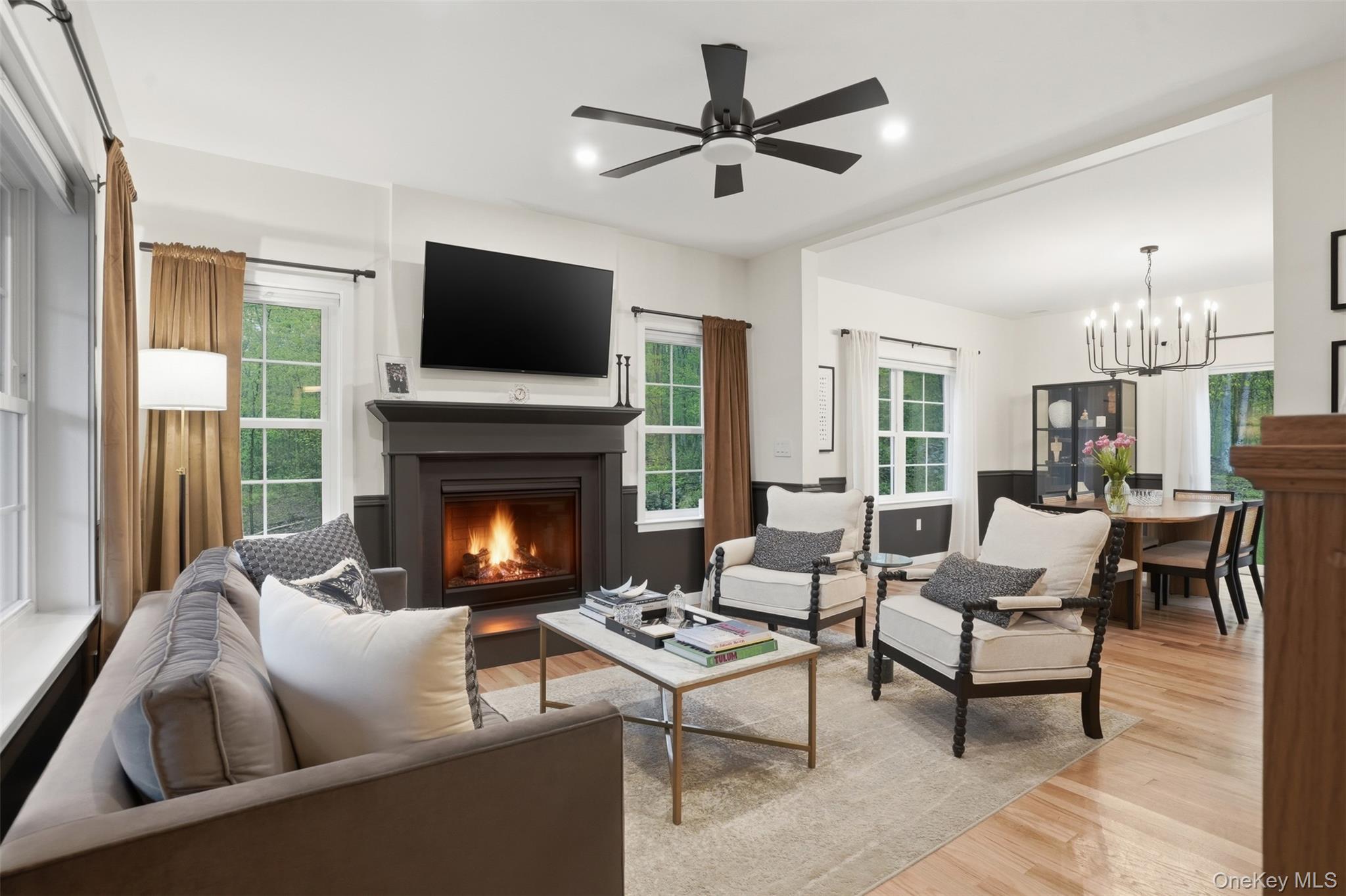 9 Schoolhouse Road Middletown, NY 10940 - Photo 5 of 36 a living room with furniture a flat screen tv and a fireplace