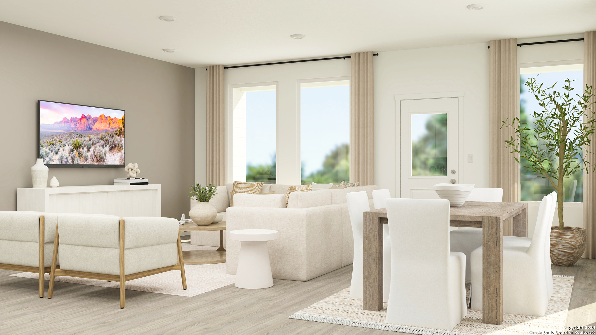 8925 Gila Ridge Seguin, TX 78155 - Photo 15 of 33 a living room with furniture a large window and a potted plant