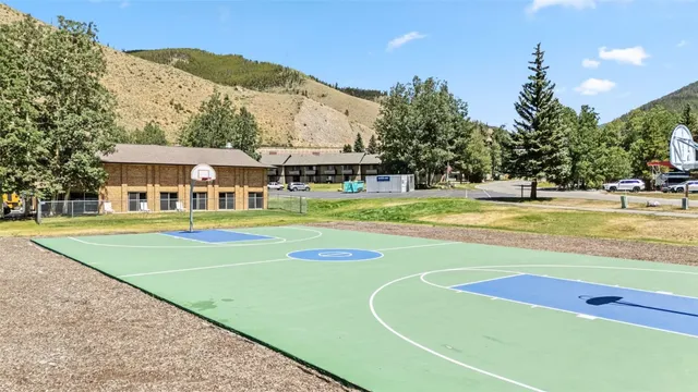 a view of park with a slide