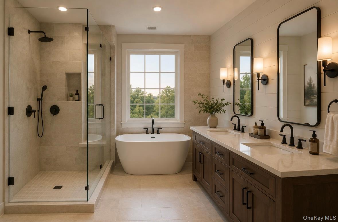 55 Daley Road Poughkeepsie, NY 12603 - Photo 7 of 48 a bathroom with a tub sink shower and mirror