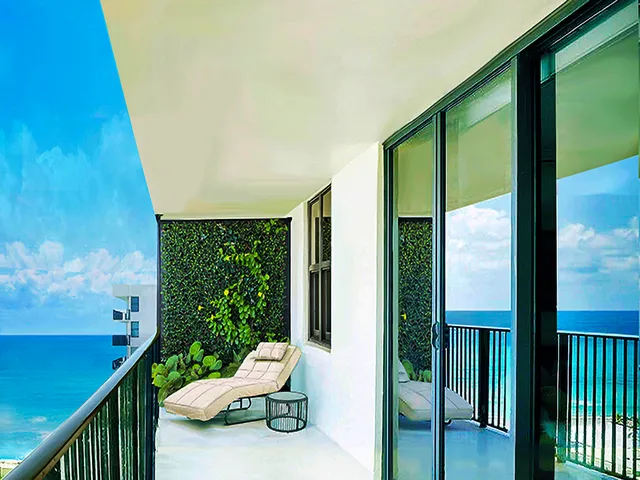 a view of a balcony with chair and the porch