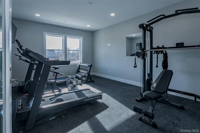 a view of a room with gym equipment