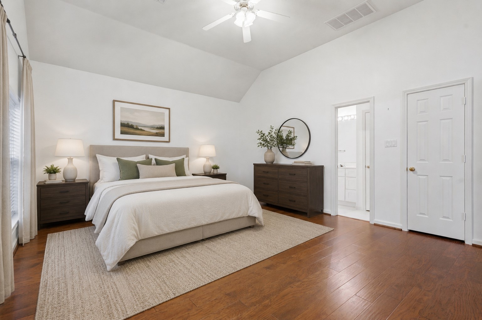 5815 Pheasant Ridge Lane Houston, TX 77041 - Photo 8 of 43 This wonderful mother-in-law suite features a large walk-in closet, providing abundant storage space for clothing, personal belongings, and more. Designed for both comfort and convenience, this private retreat offers everything needed for extended family or guests to feel right at home. Open the door to your private en-suite bathroom, creating a complete and comfortable living space. This room has been virtually staged to showcase its potential.