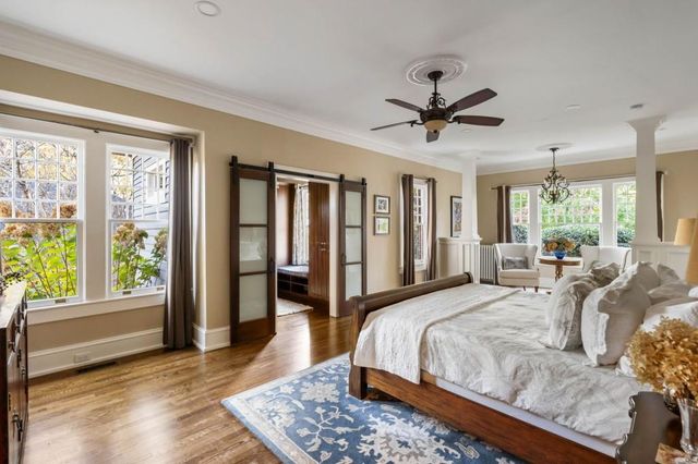 a view of a living room and bathroom
