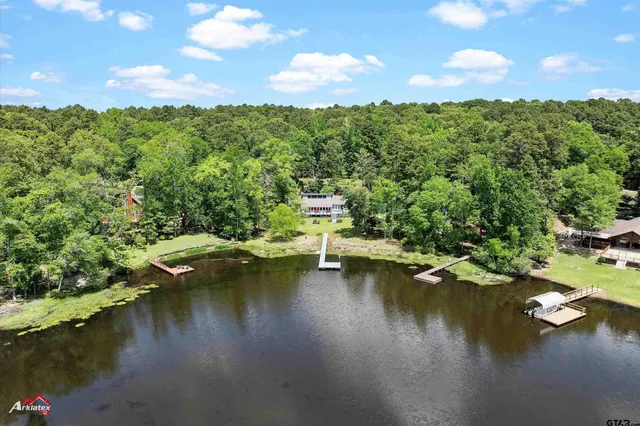 a view of a lake with houses