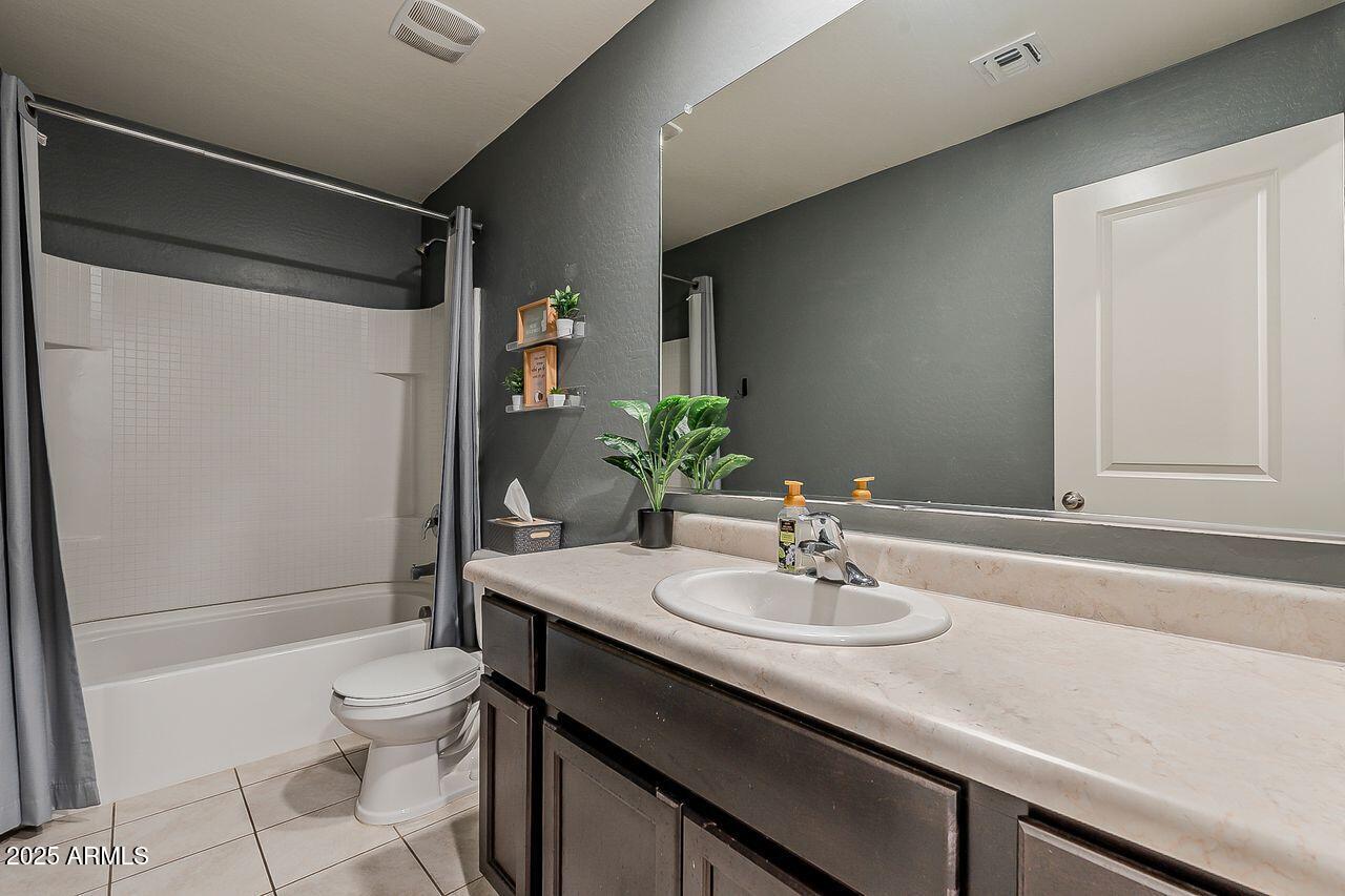 8721 South 253rd Drive Buckeye, AZ 85326 - Photo 29 of 44 a bathroom with a sink a toilet a mirror and shower