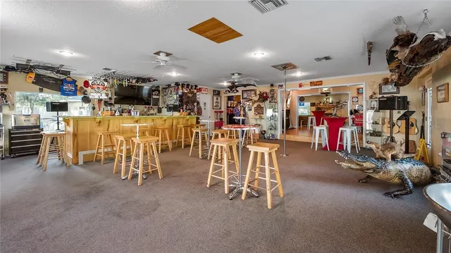 a view of a house with a big yard and large trees