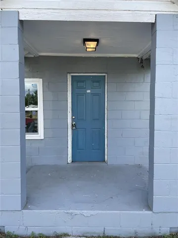 a view of wooden door