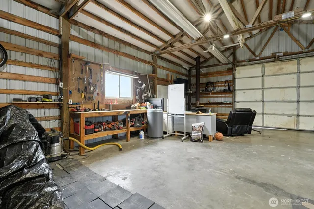 a view of a storage area with racks