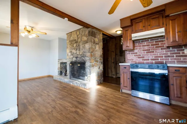 a view of a balcony with mountain view