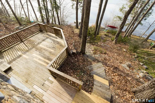 a view of lake from a balcony