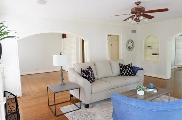 a living room with furniture