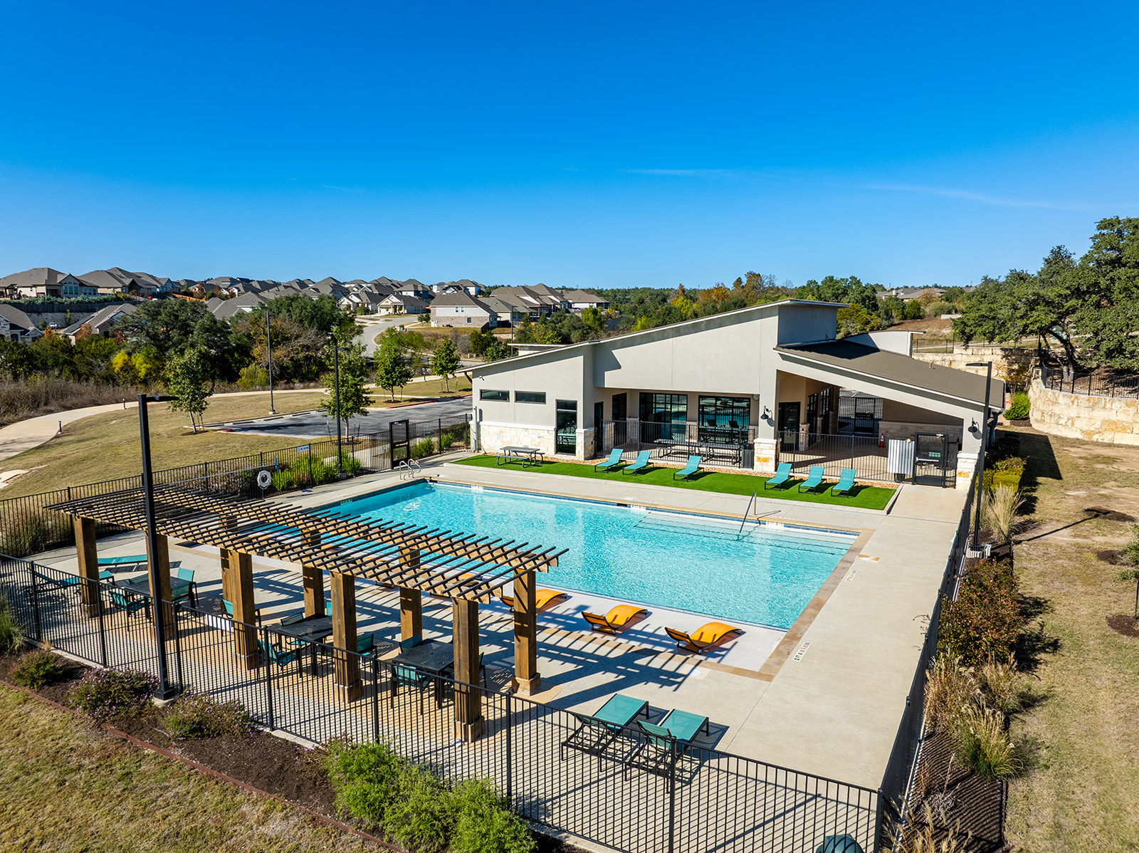 972 Leaning Oak Lane Georgetown, TX 78628 - Photo 28 of 33 an aerial view of a house with swimming pool outdoor seating