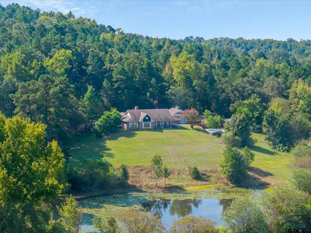 a swimming pool with trees in the background