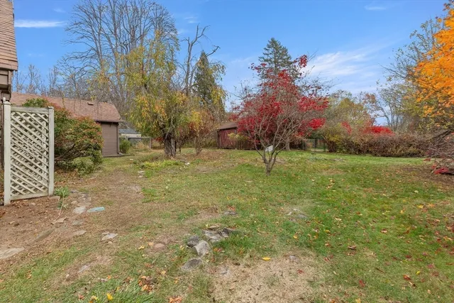 a backyard of a house with lots of green space