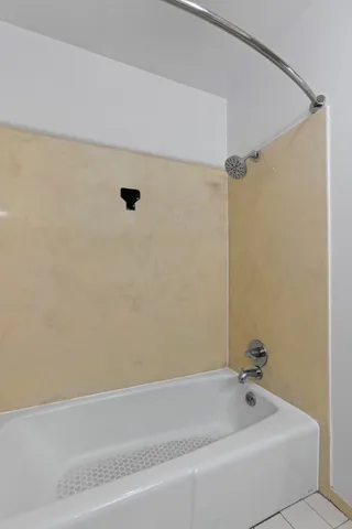 a bathroom with a bathtub