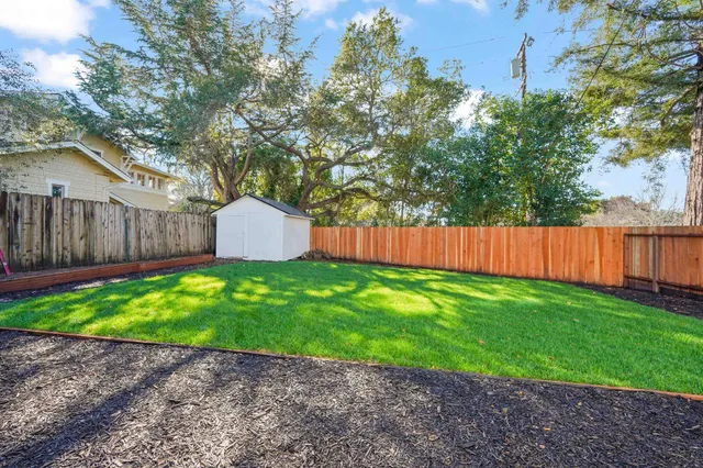 a view of a back yard with green space