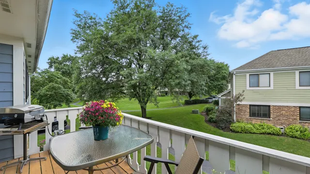 a outdoor view with a seating space