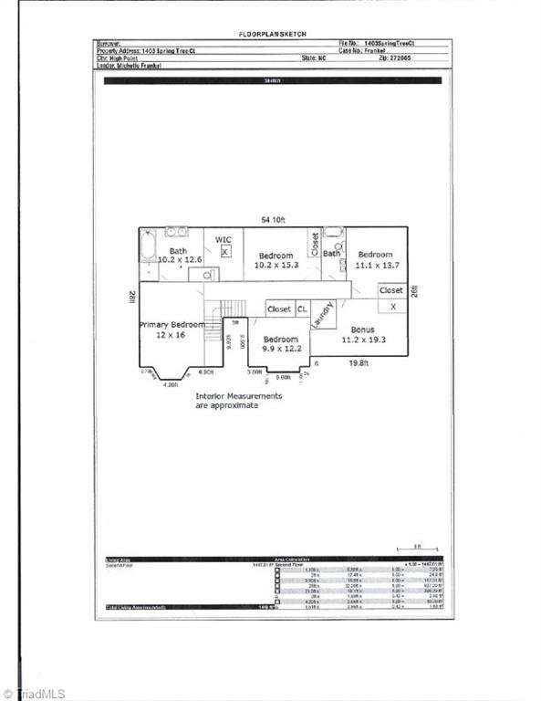 1403 Spring Tree Court High Point, NC 27265 - Photo 35 of 35 Floor plan for 2nd floor.