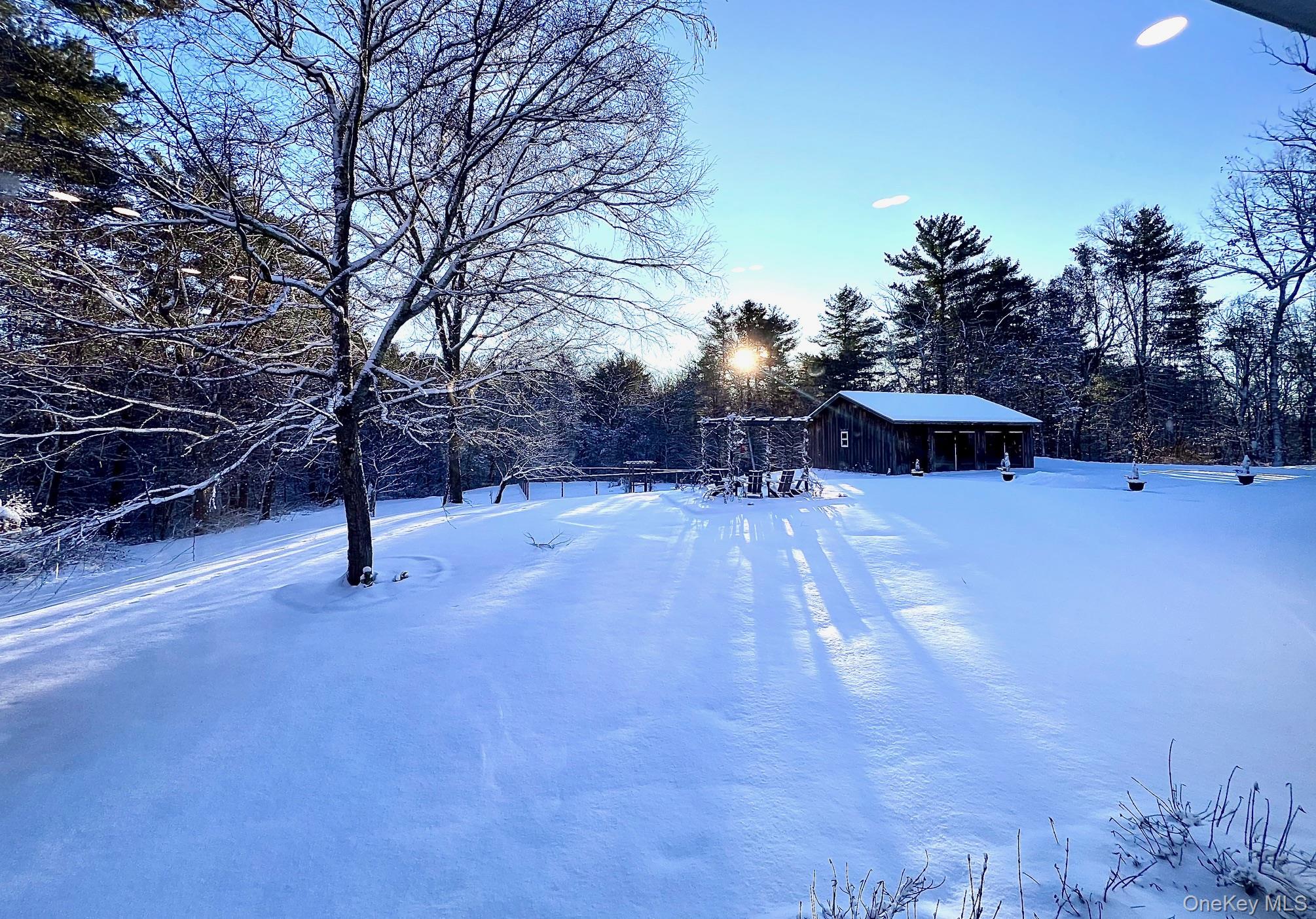 78 Schultz Hill Road Staatsburg, NY 12580 - Photo 6 of 50 Yard layered in snow with an outbuilding and a pole building