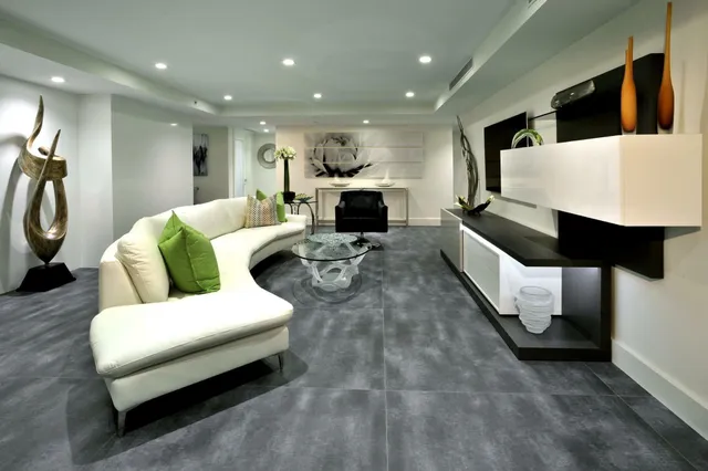 a living room with furniture and a couch