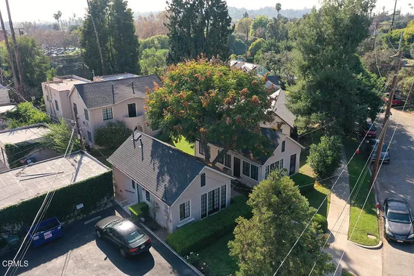 an aerial view of a house