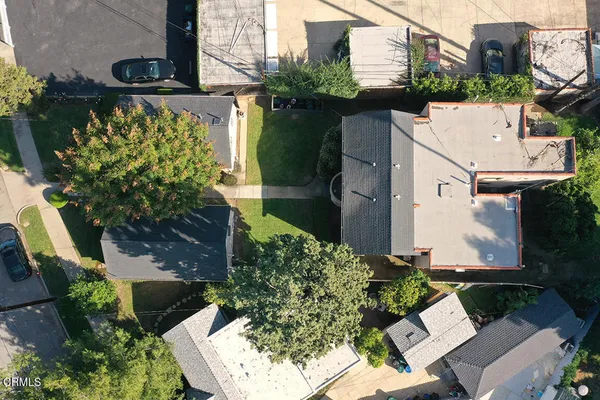 an aerial view of a house