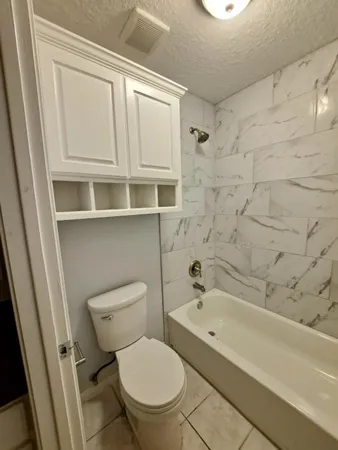 a bathroom with a toilet and a bathtub