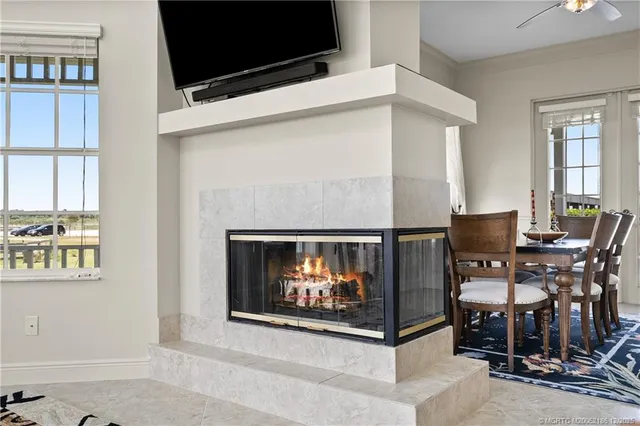 a view of a swimming pool with a lake view