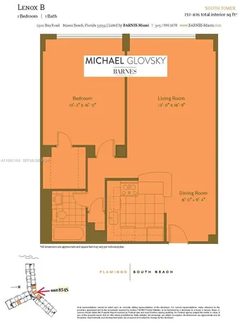 $2,900 | 1500 Bay Road, Unit 854S, Miami Beach, FL 33139