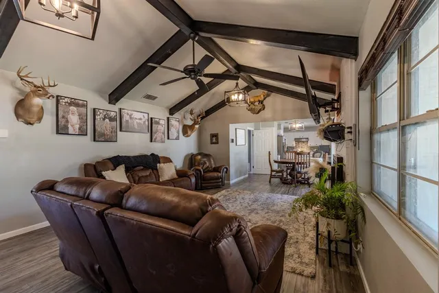 a living room with furniture