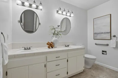 a bathroom with a bathtub