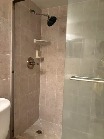 a bathroom with a shower