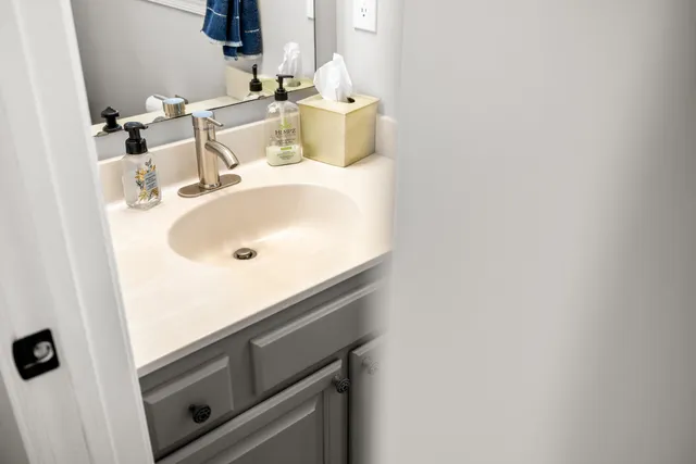 a bathroom with a bathtub