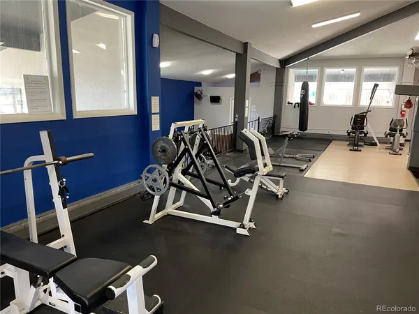 a view of a room with gym equipment