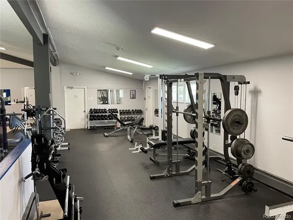 a view of a room with gym equipment