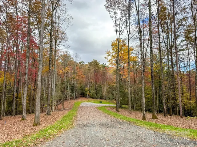 a wooden house with large trees